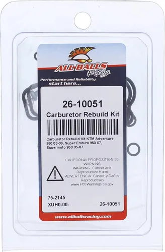 Miniatura 4 de All Balls Kit de reconstrucción de carburador Racing 26-10051 compatible con/repuesto para KTM Adventure 950 2003-2006, Super Enduro 950 R 2007