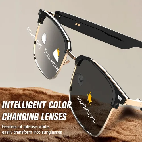 Miniatura 2 de Xmenha Lentes inteligentes Bluetooth para hombres y mujeres, lentes de sol fotocromáticos, cristal inteligente de música AI con altavoces