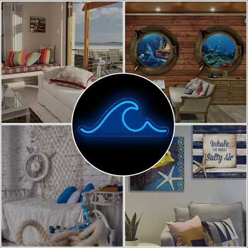 Miniatura 7 de Letrero de neón ondulado para decoración de pared, regulable, luces de noche, letrero de ondas LED, letrero de neón para sala de estar, dormitorio