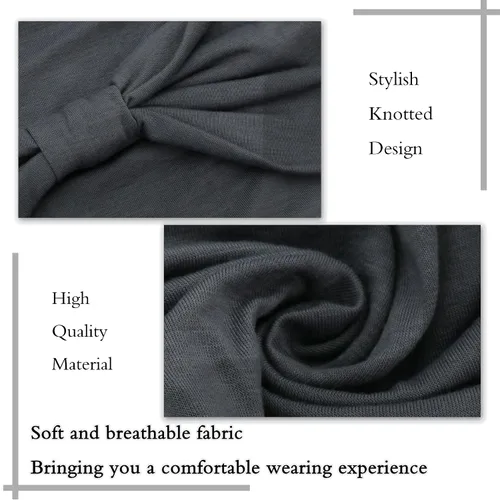 Miniatura 2 de Paquete de 4 diademas anchas para mujer, color negro, elegante, elástica, anudada, turbante de humedad, para entrenamiento, bandas para el sudor