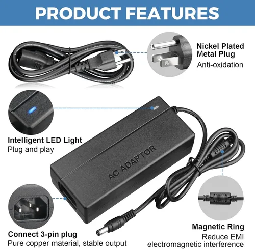 Miniatura 4 de Fuente de alimentación de 12 V 7 A 84 W Adaptador de CA/CC CA 100-240V a CC 12 voltios 7Amp Convertidor de transformador de potencia de conmutación