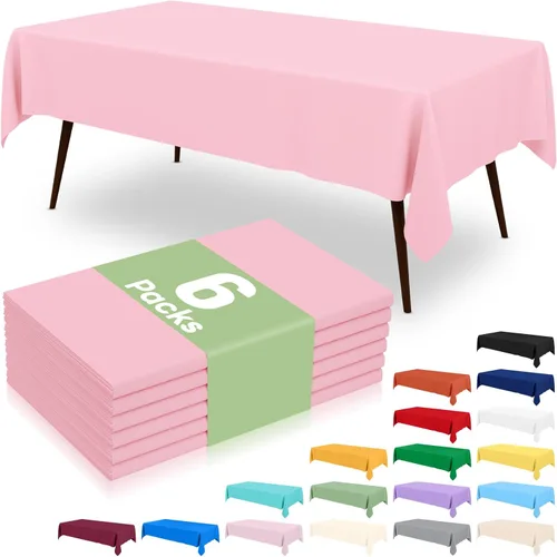 Miniatura 34 de misaya 6 paquetes de manteles de plástico desechables, 54 x 72 pulgadas mantel rectangular impermeable, cubiertas de mesa decorativas a prueba