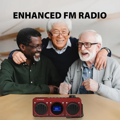 Miniatura 4 de Avantree Boombyte - Radio FM portátil con altavoz Bluetooth, sonido superbo, acabado en metal, reproductor MP3, compatible con tarjeta Micro SD