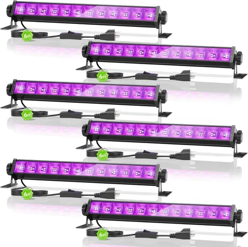 Miniatura 10 de Paquete de 2 barras de luz negra LED de 42W, luz negra con cable de 6 pies + interruptor + enchufe, suministros para fiestas de luces negras que