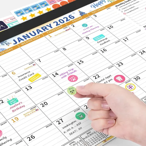 Miniatura 5 de Ospelelf Calendario de escritorio 2026-2027, calendario magnético para refrigerador, 12 x 17 pulgadas, calendario de pared de 18 meses, uso de enero