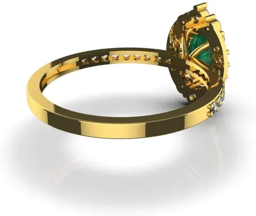 Miniatura 4 de Anillo de compromiso ovalado de diamantes y esmeralda en oro macizo de 18 quilates, anillo de regalo de piedra natal de mayo