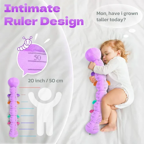 Miniatura 5 de HEMRLY Juguetes de regalo para bebés, juguete sensorial de 0 a 6 meses, peluche musical de oruga rellena con mordedor suave, sonajero para el tiempo