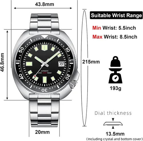 Miniatura 4 de Steeldive - Reloj automático para hombre 1970 SD1970 Reloj de pulsera NH35 Movimiento 200M Relojes de buceo