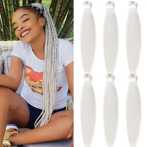 Miniatura 55 de pelo trenzado preestirado marrón, pelo trenzado Kanekalo, pelo trenzado preestirado de 26 pulgadas, 6 paquetes plegados, textura Yaki, extensiones