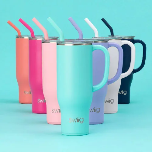 Miniatura 2 de Swig Life Mega Taza de 30 oz, Vaso de 30 oz con Asa y Pajita, Compatible con Portavasos, Apto para Lavavajillas, Vaso Aislado Extra Grande, Botella