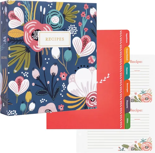 Miniatura 20 de Jot & Mark - Organizador de recetas con 3 anillos (Cosecha otoñal) 50 tarjetas de recetas de 4 x 6, separadores de página completa y protectores