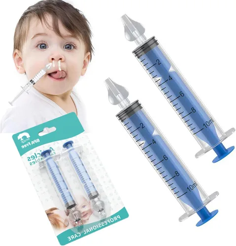Aspirador nasal de silicona para bebé, irrigador nasal de jeringa, irrigador nasal de 0.3 fl oz, limpiador de nariz portátil para bebés, limpiador
