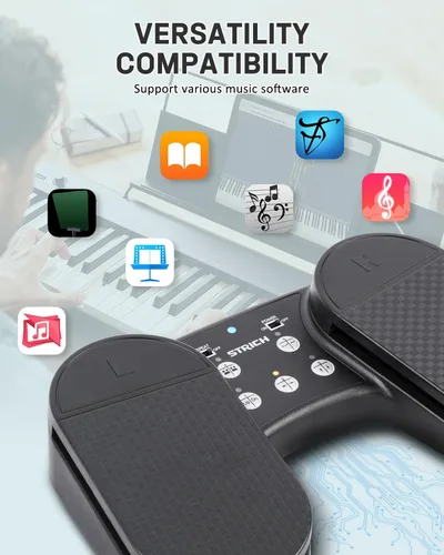 Miniatura 6 de Pedal inalámbrico para pasar páginas para iPad, STRICH - Pedal recargable para pasar páginas de música, pedal silencioso USB para tabletas