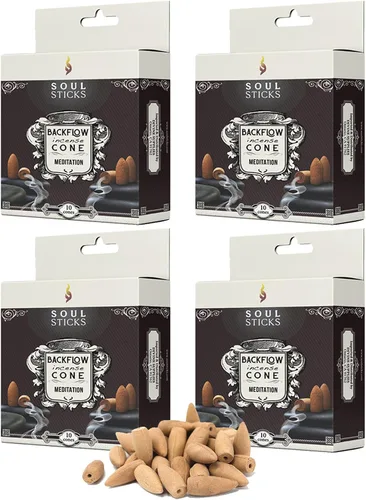 Miniatura 16 de Soul Sticks Conos de incienso de reflujo – 40 conos orgánicos hechos a mano para quemador de cascada Paquete de 4 aromas aromáticos de larga Go