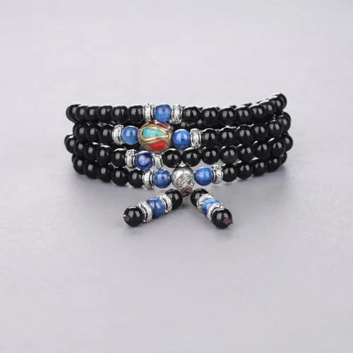 Miniatura 3 de COAI Pulsera de piedra obsidiana negra Collar Mala Beads 108