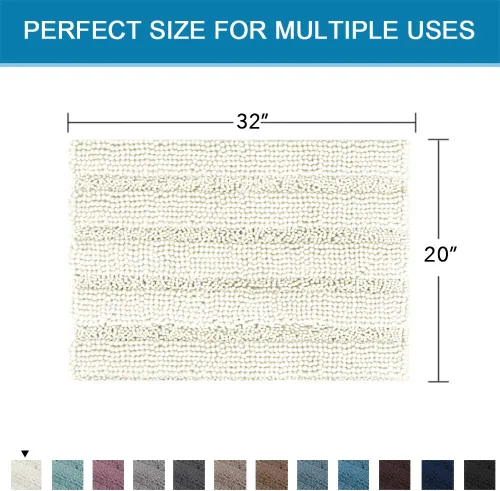 Miniatura 557 de H.VERSAILTEX Tapetes de baño antideslizantes para baño, alfombras de baño extragruesas de felpilla a rayas, tapetes de baño de 47" x 17", alfombras