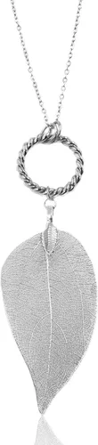 Miniatura 30 de Joyas de hoja de oro rosa y plata para mujer. Pendientes de hoja natural y collares circulares colgantes. Elegantes conjuntos de joyas colgantes.