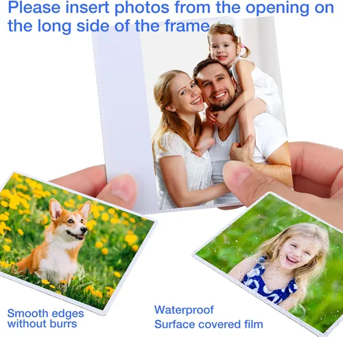Miniatura 3 de Yunsailing Paquete de 50 marcos magnéticos de fotos de 2.5 x 3.5 pulgadas para refrigerador, imán blanco con bolsillos transparentes para nevera