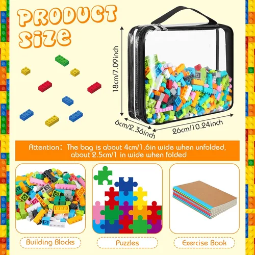 Miniatura 2 de Sanwuta 6 paquetes de bolsas de almacenamiento para juguetes, estuches organizadores de PVC con cremallera, contenedor impermeable