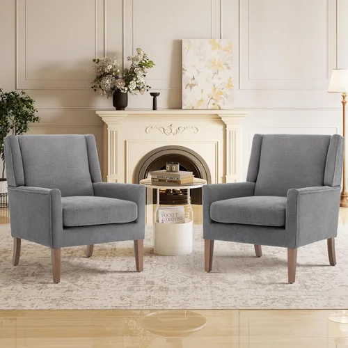 Miniatura 19 de Sillas de acento para sala de estar, sillas de sala de estar de madera y tela de mediados de siglo, sillón con brazos, sillas auxiliares para sala