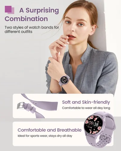 Miniatura 6 de Relojes inteligentes para mujeres y hombres (respuesta/hacer llamadas), reloj inteligente impermeable para Android y iPhone, reloj inteligente