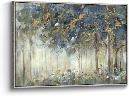 Miniatura 14 de Lienzo de pintura de árbol, arte de pared, bosque texturizado, paisaje, naturaleza, árboles, paisaje, ilustración, dormitorio, sala de estar