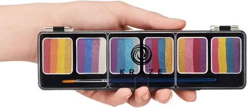 Miniatura 2 de Kraze FX Splash Glam - Paleta metálica de 6 colores para tartas divididas (6 gm) con pincel, activada por agua, hipoalergénica, segura, no tóxica