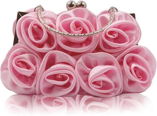 Miniatura 12 de Bolso de mano de noche para mujer, diseño floral, de satén, bolsos pequeños con correa desmontable, para bodas, fiestas, bailes de graduación