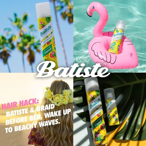 Miniatura 3 de Batiste Champú seco, fragancia tropical, refresca el cabello y absorbe el aceite entre lavados, champú sin agua para mayor textura y cuerpo