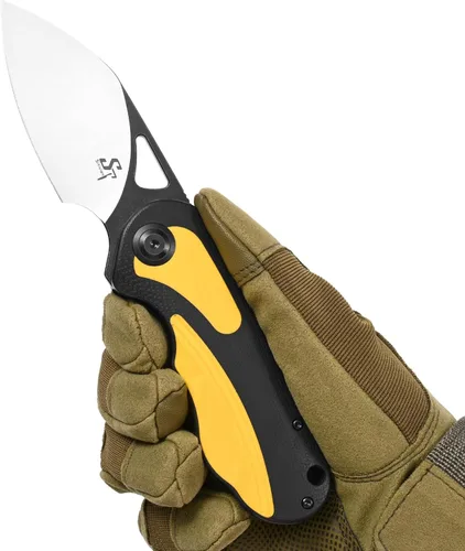 Miniatura 5 de Sitivien Sandvik - Cuchillo plegable de bolsillo, hoja de acero Sandvik 14C28N con mango G10, cuchillos de herramientas EDC de la serie del zodiaco