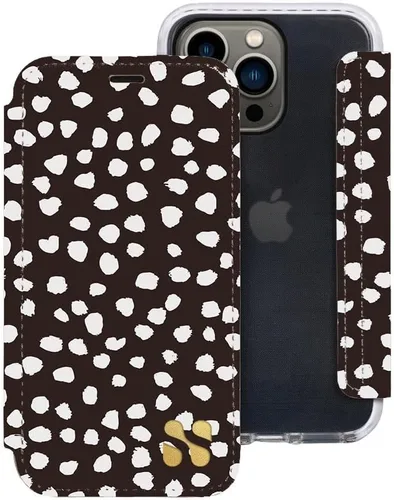 Miniatura 70 de SafeSleeve Funda de piel tipo cartera desmontable para iPhone 14 con bloqueador EMF para teléfono celular con 3 tarjeteros y soporte ajustable