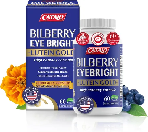 CATALO Bilberry Eyebright Extract Gold - para la fatiga y la visión borrosa - Vitaminas oculares con arándano luteína y zeaxantina suplementos para