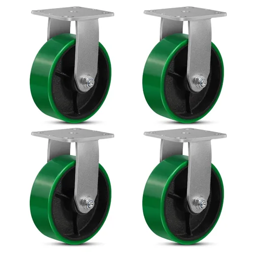Miniatura 47 de Ruedas giratorias, ruedas industriales de 4 pulgadas resistentes, poliuretano en rueda de acero, ruedas giratorias de placa superior