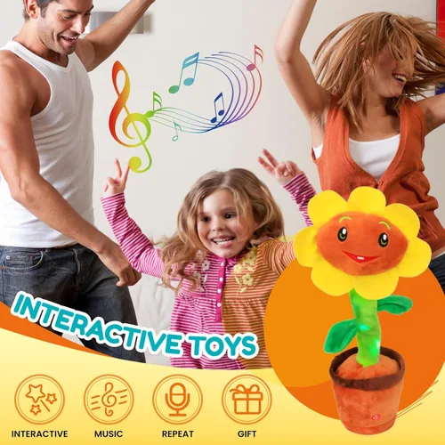 Miniatura 3 de Easfan Girasol Cantante y Bailarín que Habla Juguete Eléctrico Musical de Peluche Repite Lo Que Dices Divertido Juguete Interactivo Hablante