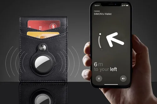 Miniatura 3 de Hawanik Billetera plegable delgada para hombre con soporte integrado para AirTag