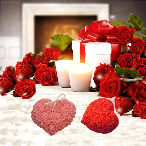Miniatura 3 de Molde de silicona para jabón de 3 cavidades con forma de corazón de rosa para decoración de pasteles, chocolate, vela, bomba de baño, barra de loción