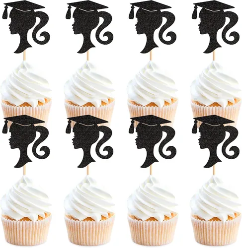 Miniatura 13 de 24 adornos para cupcakes de graduación 2026, selecciones de alimentos/aperitivos para fiesta de graduación, decoración de mini pasteles, adornos