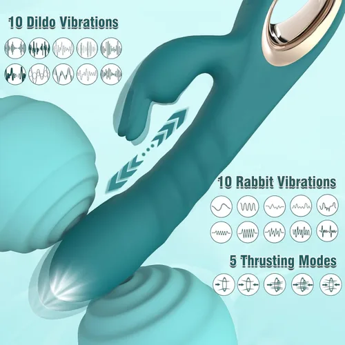 Miniatura 2 de Consolador Vibrador de Empuje Juguetes Sexuales Femeninos - SeYouYou 3 en 1 Juguetes Sexuales para Mujeres con 10 Vibraciones y 5 Modos de Empuje