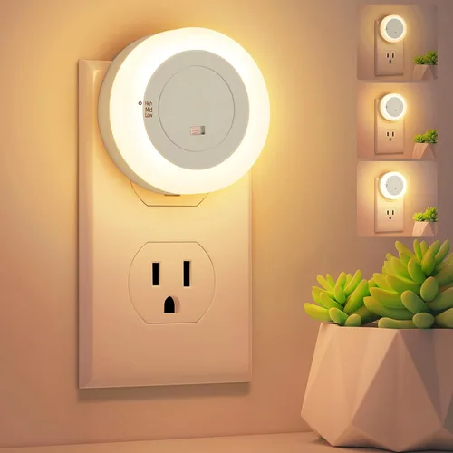 Miniatura 6 de FOLKSMATE - Luz nocturna LED, luz nocturna regulable con sensor de atardecer a amanecer para enchufe, para baño, dormitorio, habitación de adultos