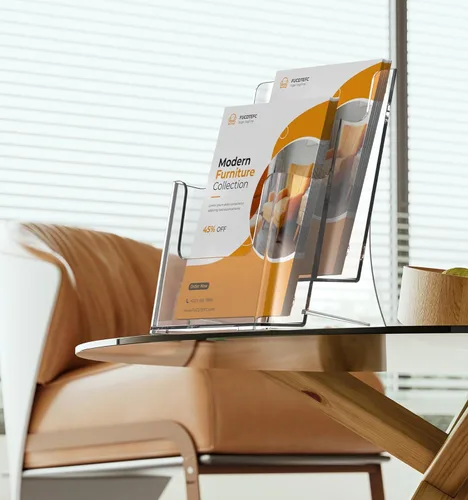 Miniatura 9 de FUCDTEFC Soporte acrílico para folletos de 8.5 x 11 pulgadas y 4 x 9 pulgadas, soporte transparente de 2 niveles para revistas, soporte