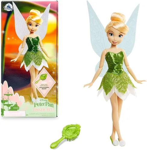 Disney Store Muñeca Clásica Oficial de Disney Princess (Campanita de Peter Pan), 11 Pulgadas, Incluye Cepillo con Detalles Moldeados, Juguete
