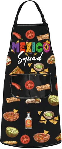 JNIAP Delantal de chef mexicano, delantal de cocina mexicana, delantal de El Jefe, delantal de cocina mexicana, delantal de cocina mexicana, regalos
