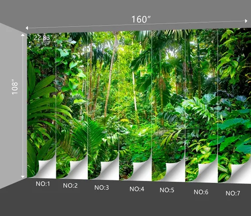 Miniatura 20 de Papel pintado botánico de selva tropical Hojas verdes de planta murales Estética para decorar habitación Sala de estar Fondo de TV Gran mural de B033