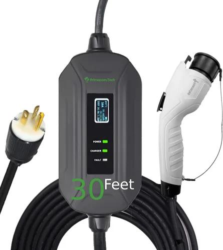 PRIMECOM - Cargador de vehículo eléctrico de nivel 2 (EV) (220 V/240 voltios, 16 amperios), cargador portátil EVSE inteligente para automóvil, 30