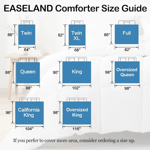 Miniatura 7 de EASELAND Edredón de plumón alternativo tamaño Queen de gran tamaño, relleno de edredón acolchado para todas las estaciones, suave y ligero con Beige