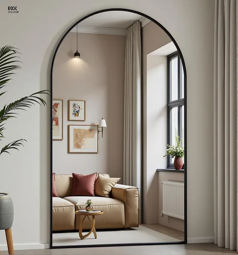 Miniatura 31 de Dewfig - Espejo grande arqueado de longitud completa/cuerpo completo, espejo de piso de 76 x 34 pulgadas, espejos de cuerpo completo para apoyar