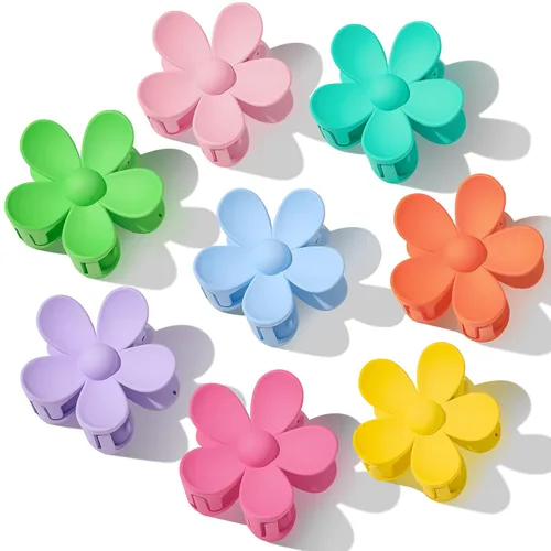 Miniatura 11 de Pinzas para el cabello de flores, 8 unidades, pinzas grandes para mujeres y niñas, cabello grueso y delgado, agarre fuerte, antideslizantes