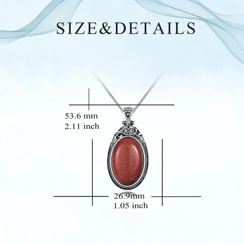 Miniatura 6 de VIJASHOP Collar ovalado de piedras preciosas de acero inoxidable, colgante vintage, piedras semipreciosas, regalo de joyería para mujeres y niñas