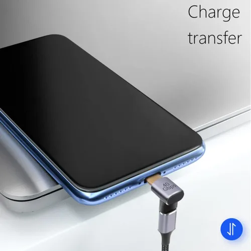 Miniatura 3 de Adaptador USB-C macho a USB-C hembra de 90 grados, 1 paquete de tipo C hacia arriba y hacia abajo en ángulo recto de 40 Gbps PD 100 W extensor