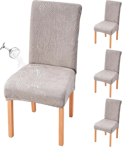 Miniatura 42 de Genina Juego de 2 fundas impermeables para sillas de comedor, fundas elásticas para sillas de comedor con hojas jacquard, protectores extraíbles